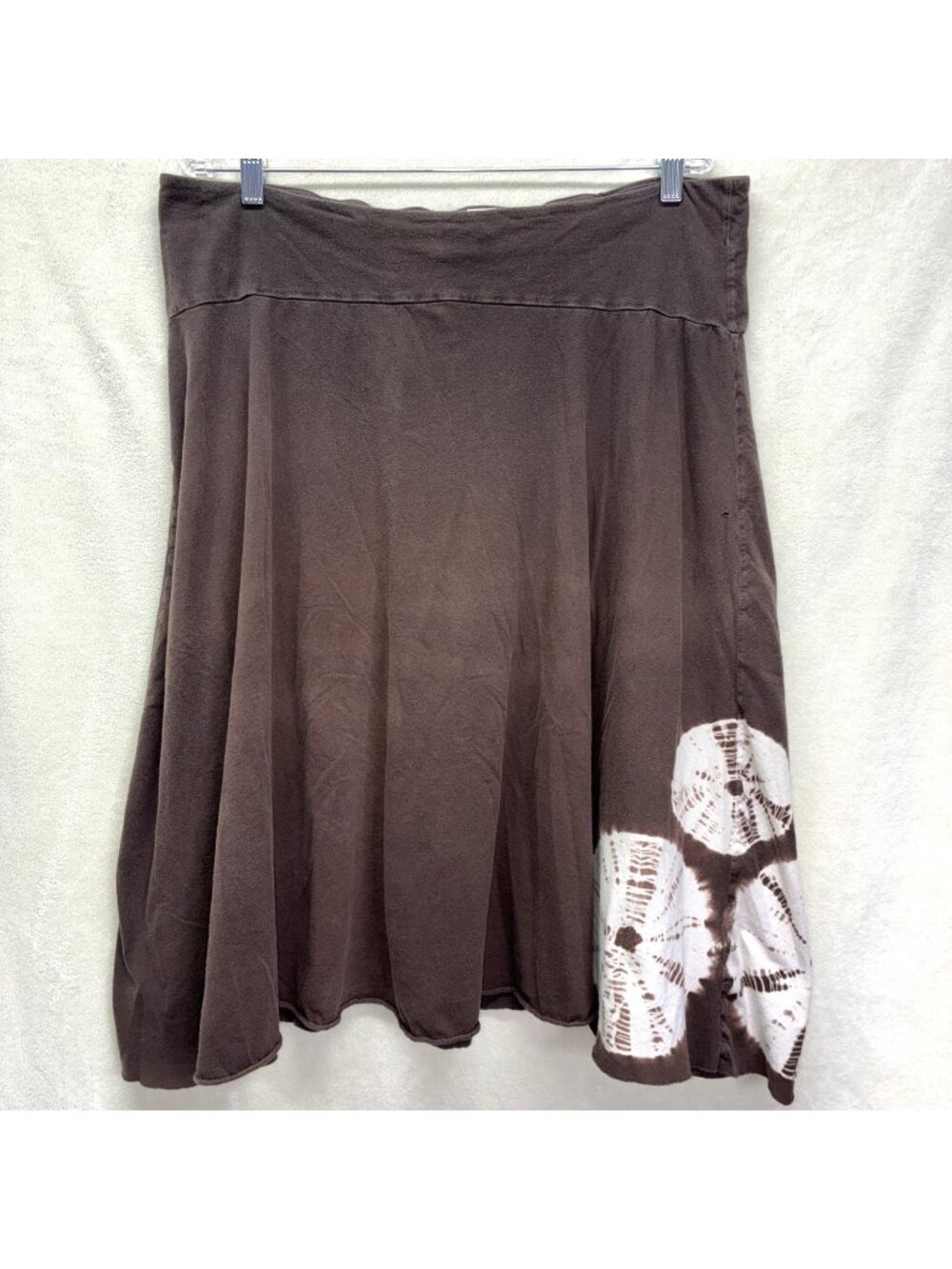 Prana Midi Circle Skirt Boho Tie Dye 100% Cotton Brown Raw Hem XL 38" waist #b